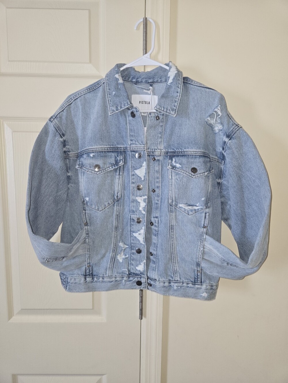 Pistola Distressed Light Wash Denim Jacket